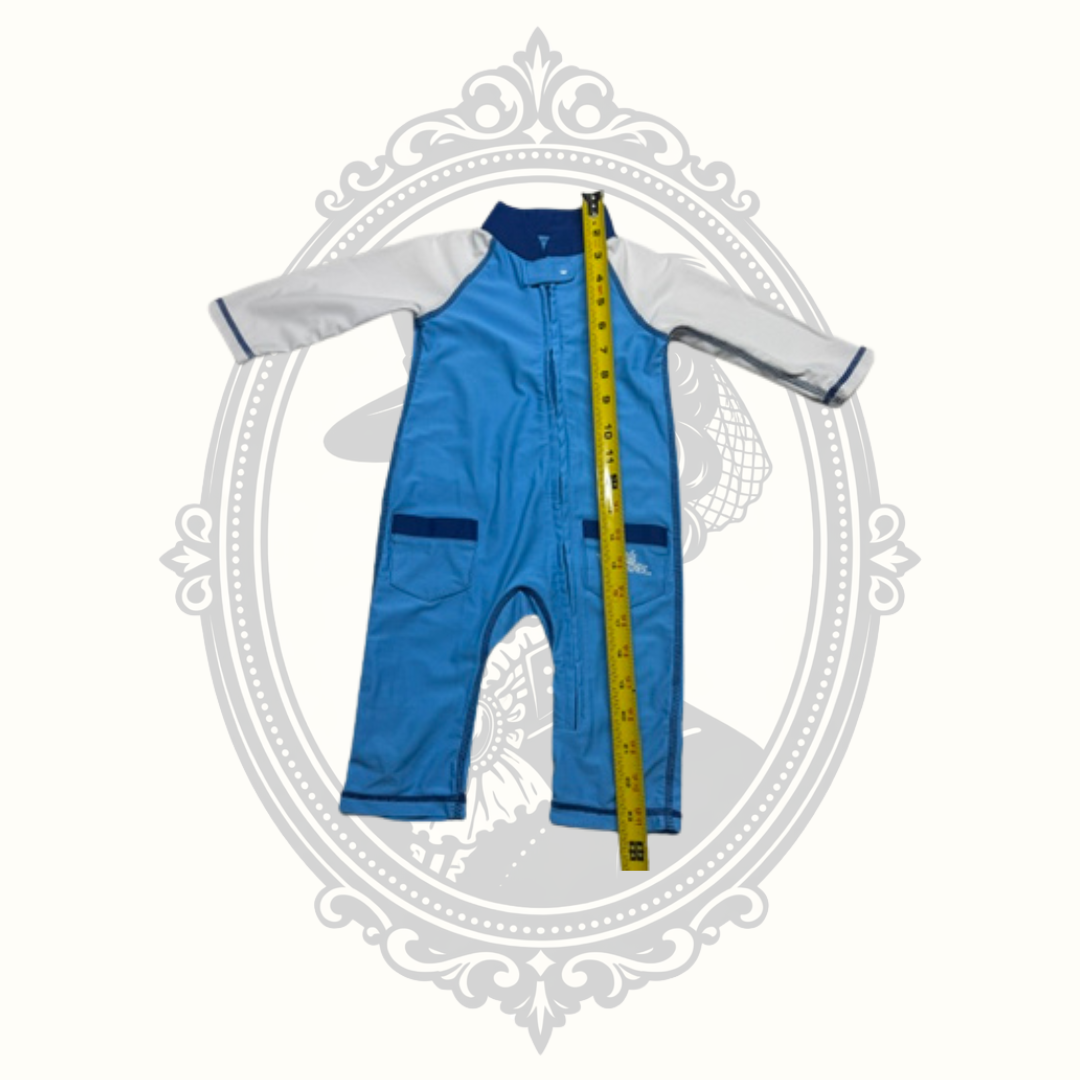 Voskinz UPF 50+ Baby Sun Suit One Piece Rash Guard Blue & Gray 12–18 Months