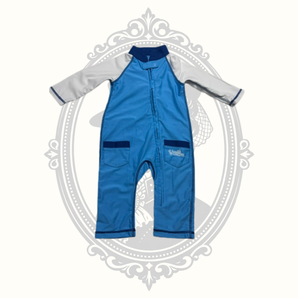 Voskinz UPF 50+ Baby Sun Suit One Piece Rash Guard Blue & Gray 12–18 Months