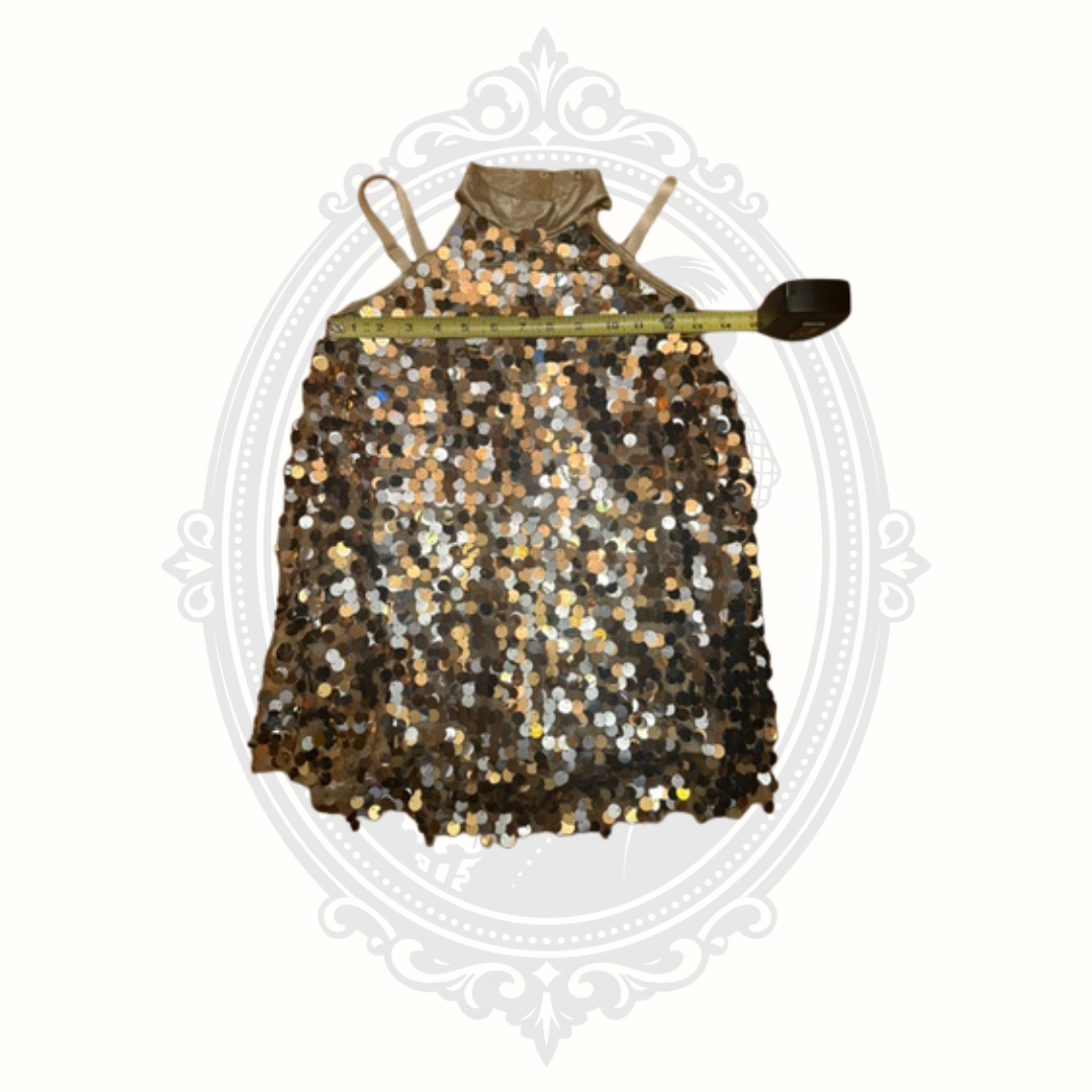 Weissman Gold Sequin Dance Costume Child Medium Performance Dress