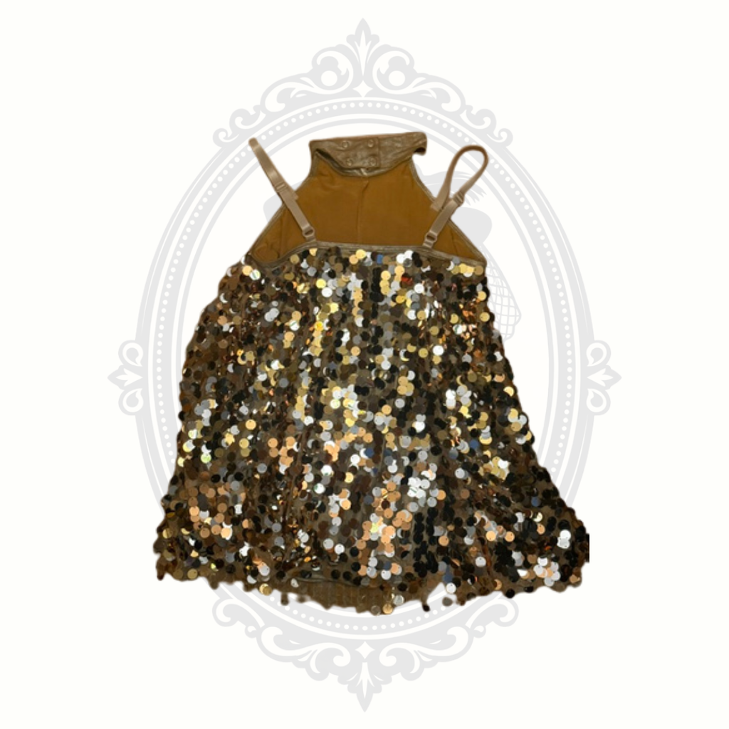 Weissman Gold Sequin Dance Costume Child Medium Performance Dress