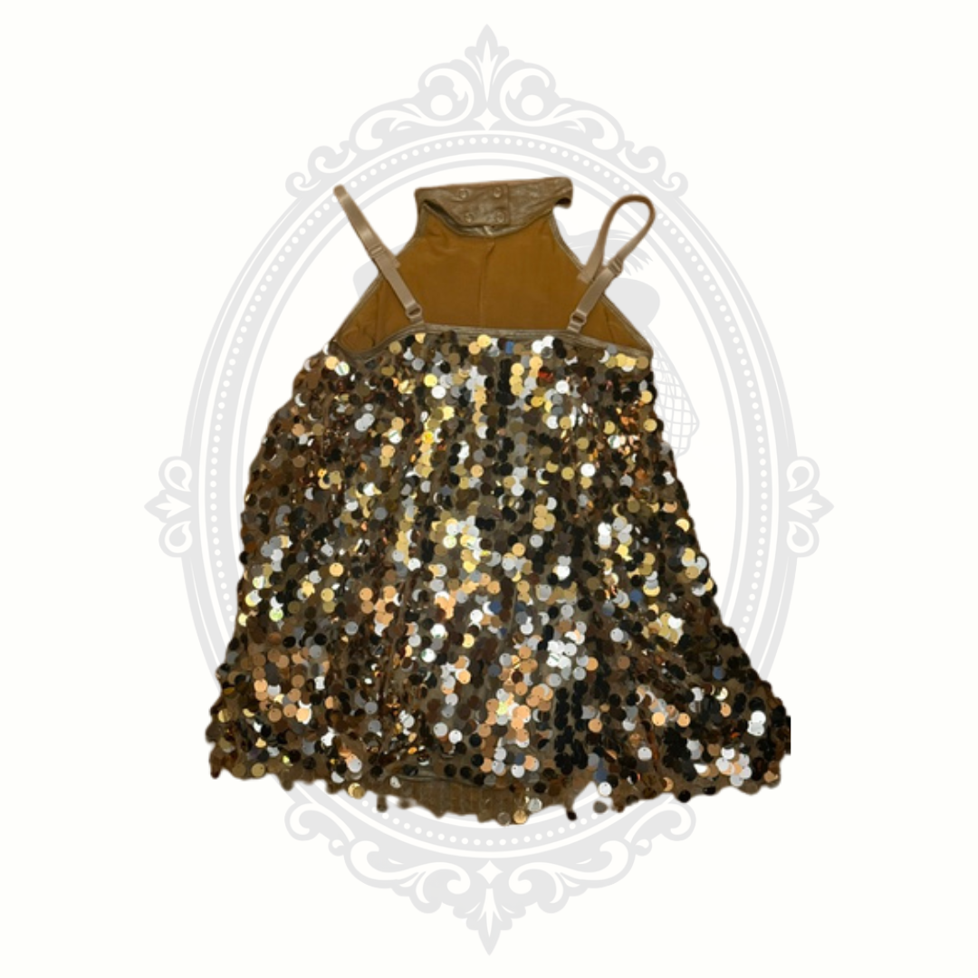 Weissman Gold Sequin Dance Costume Child Medium Performance Dress