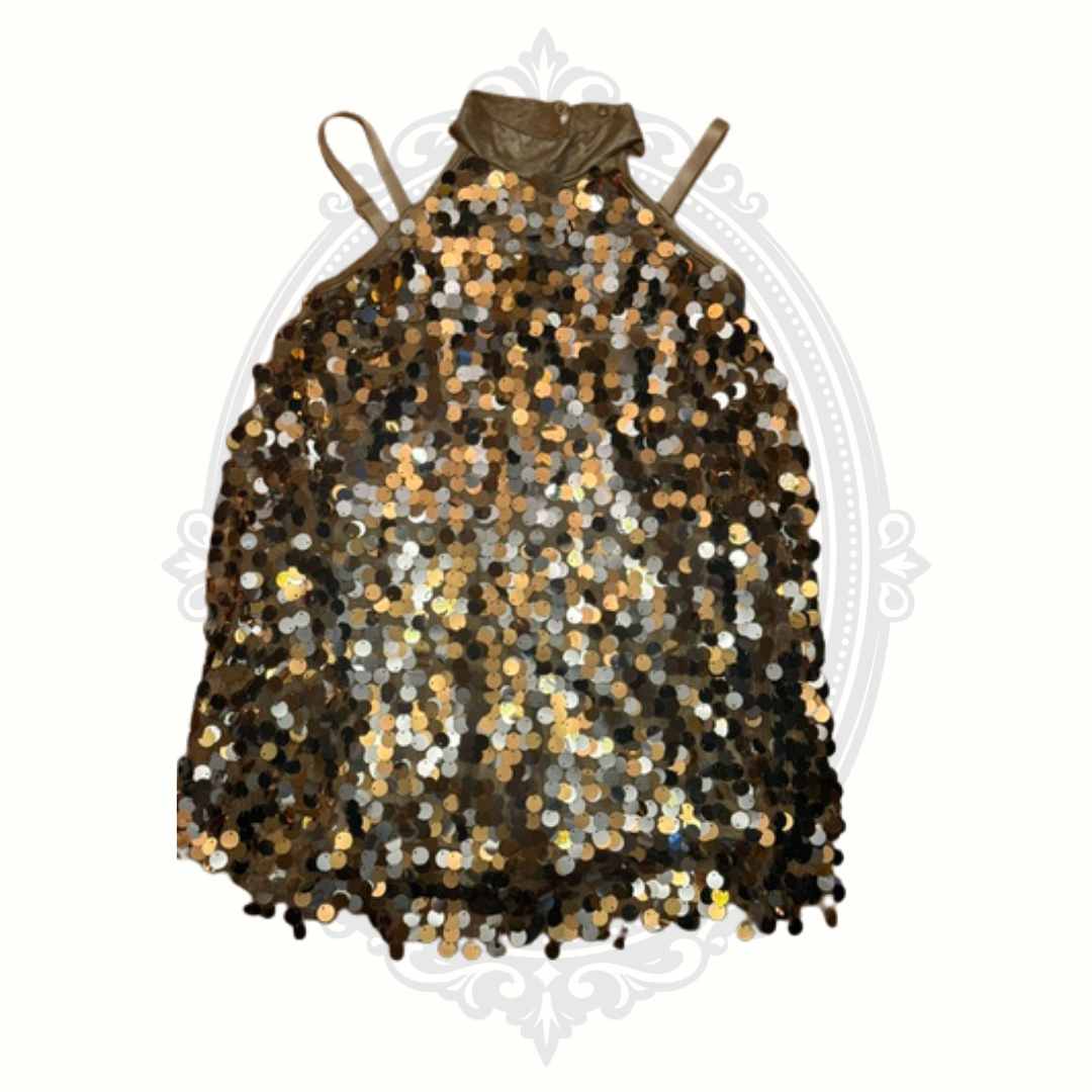 Weissman Gold Sequin Dance Costume Child Medium Performance Dress
