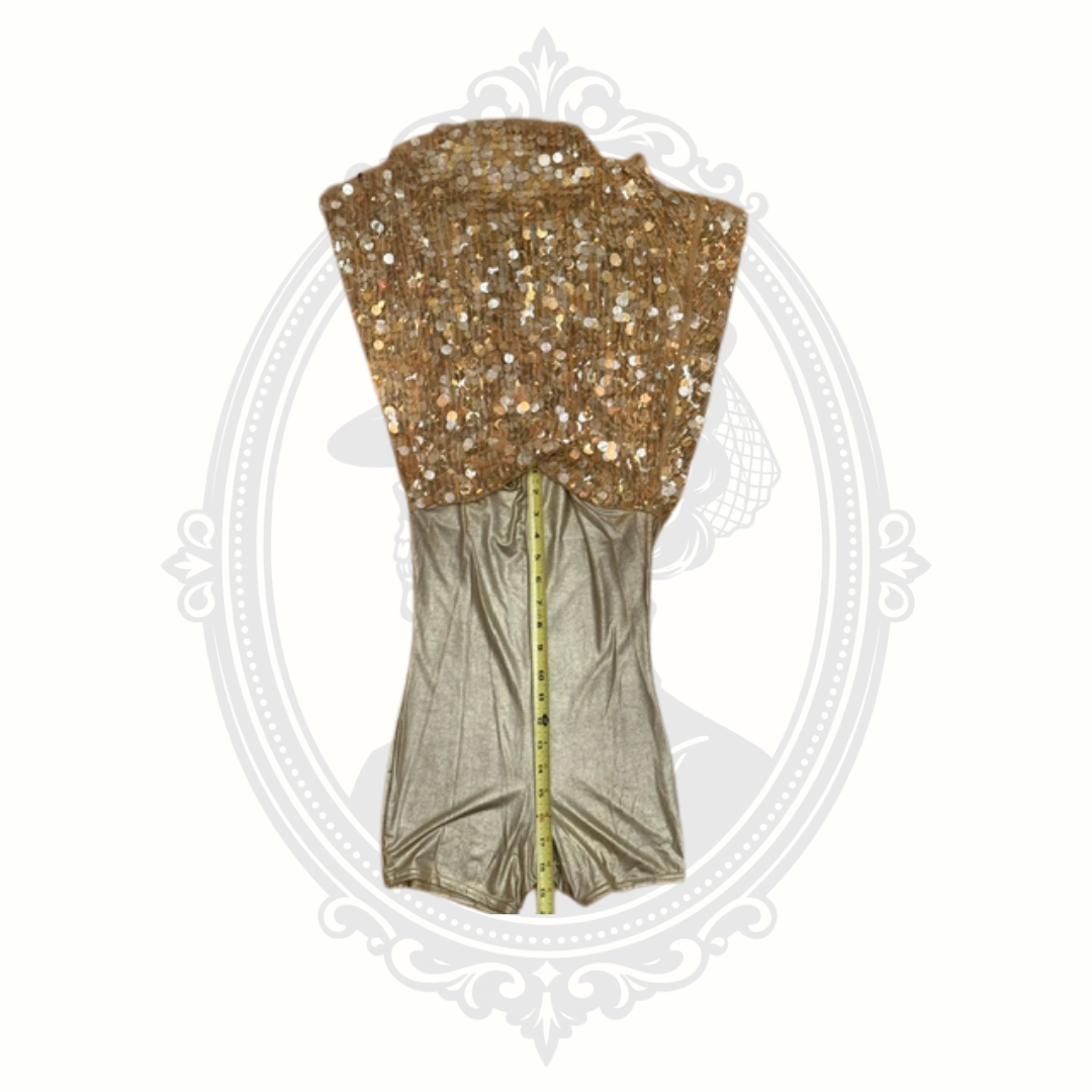 Weissman Gold Sequin Dance Costume Child Medium Performance Dress
