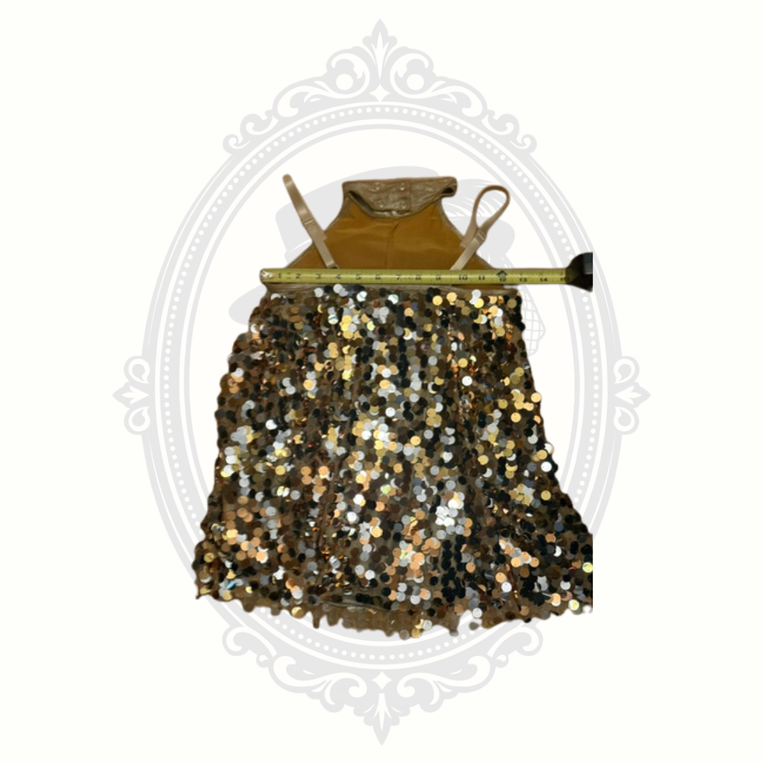 Weissman Gold Sequin Dance Costume Child Medium Performance Dress