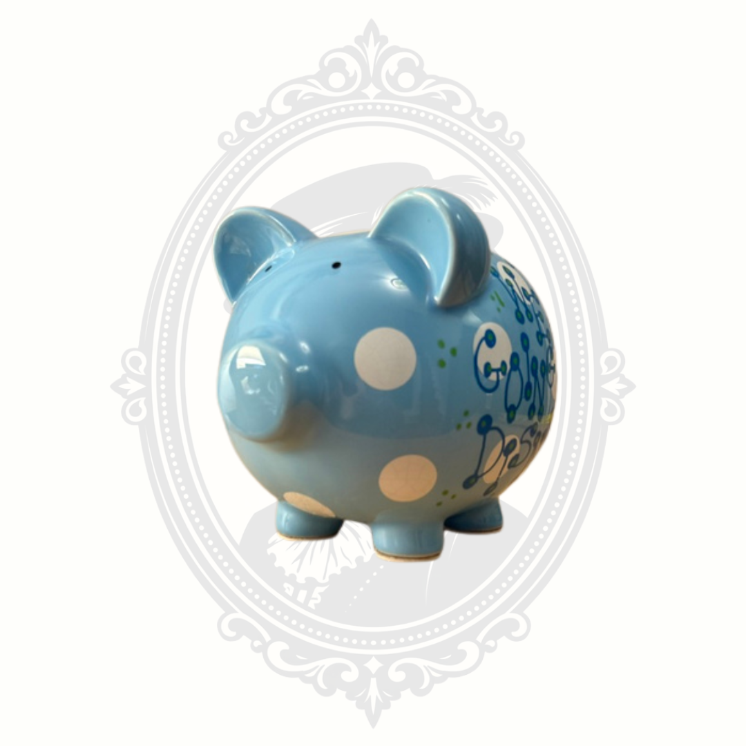 Our Name Is Mud "We're Going to Disney" Blue Ceramic Piggy Bank – Enesco
