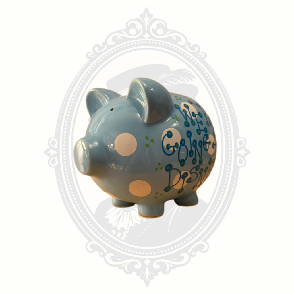 Our Name Is Mud "We're Going to Disney" Blue Ceramic Piggy Bank – Enesco