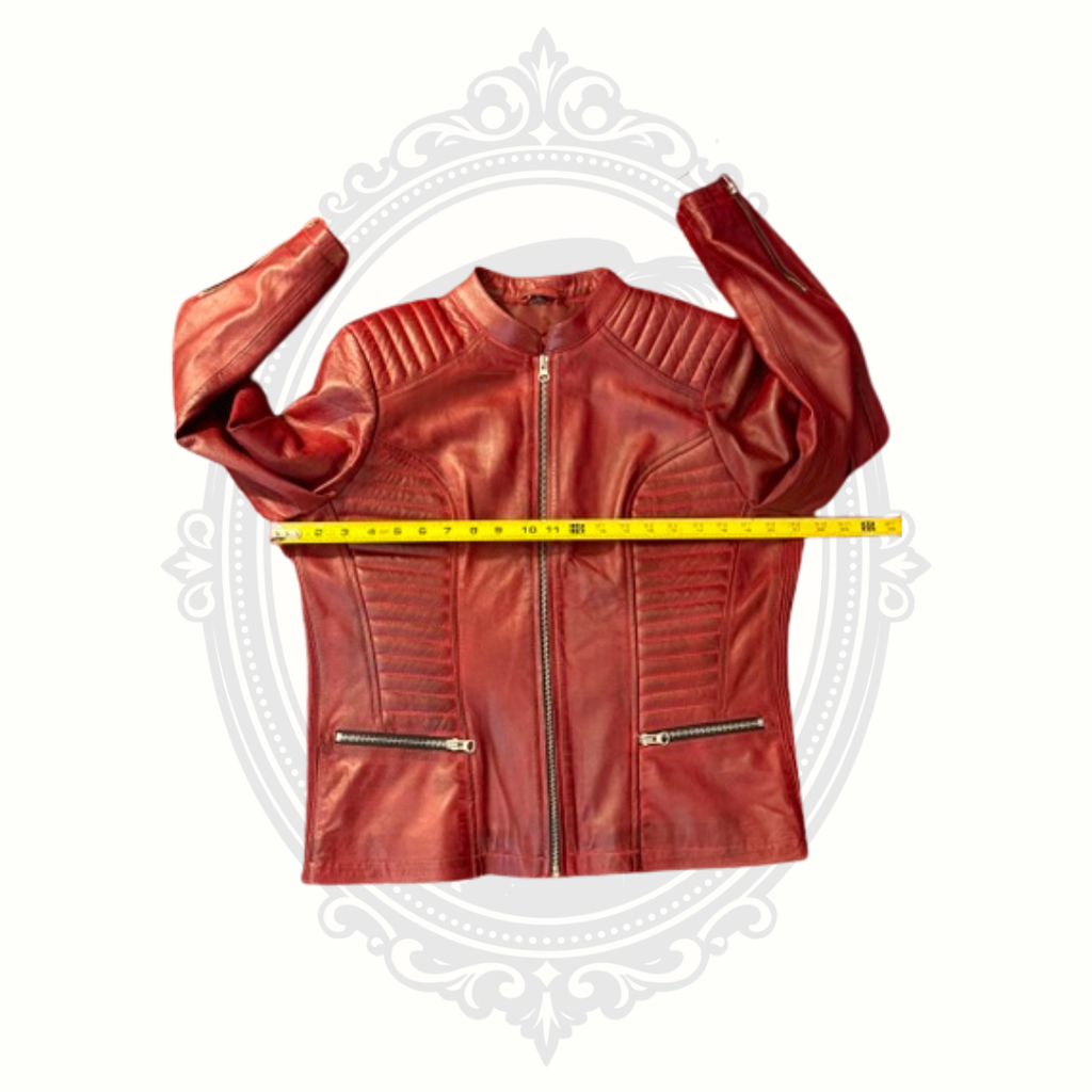 Women's Genuine Leather Oxblood Moto Jacket Size L Quilted YKK Zippers