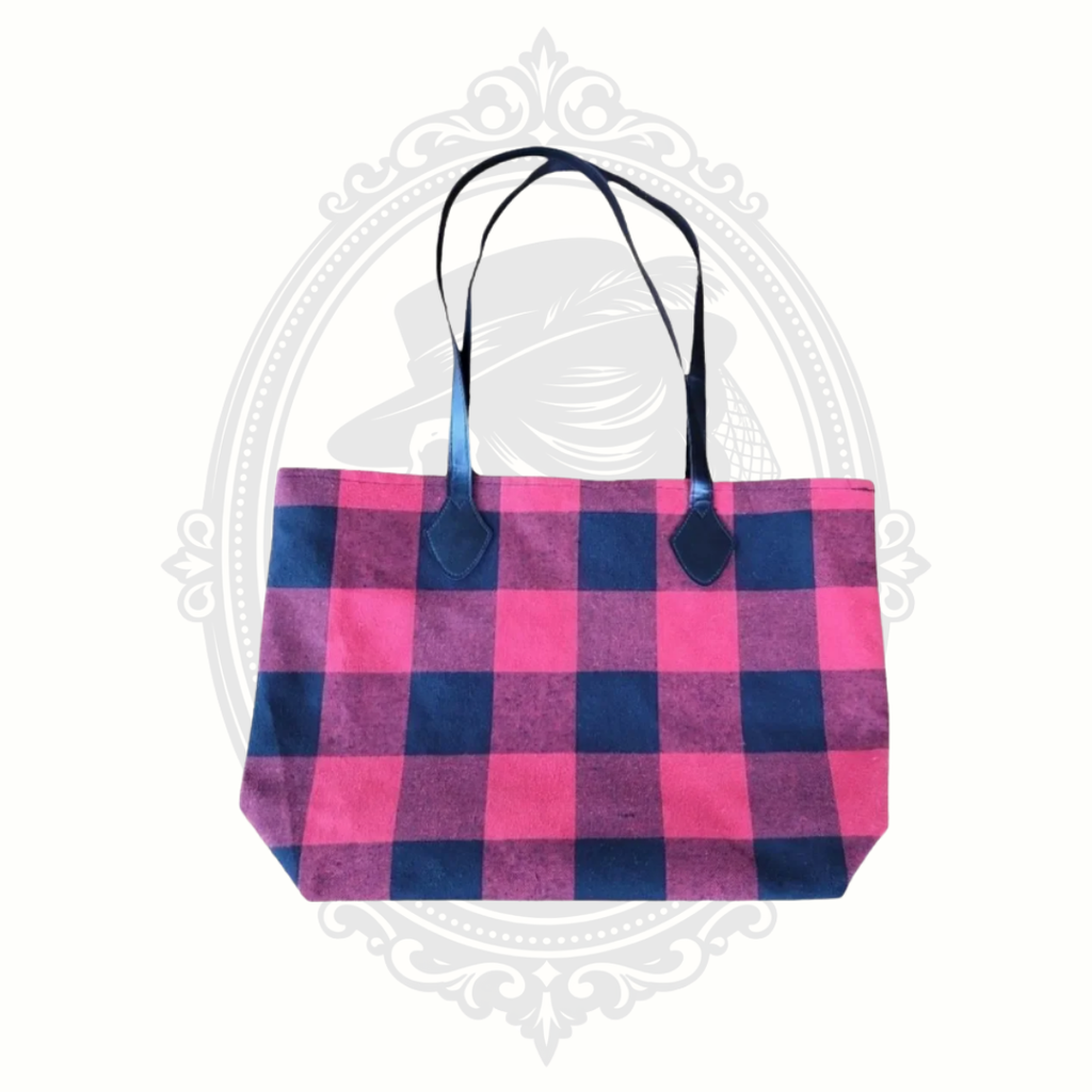 Yankee Candle Buffalo Plaid Tote Bag Red Black Flannel Style Lined