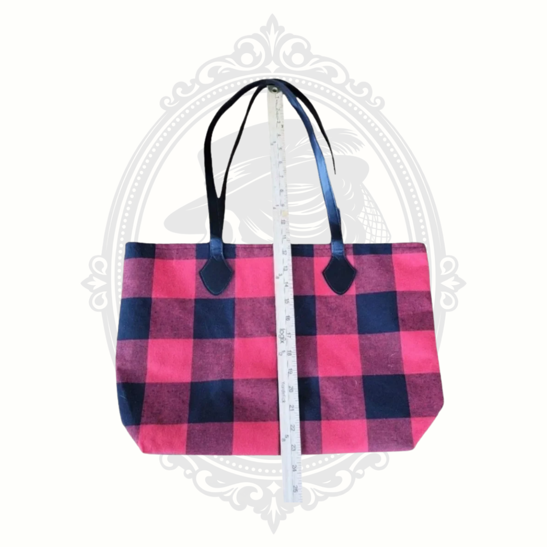 Yankee Candle Buffalo Plaid Tote Bag Red Black Flannel Style Lined