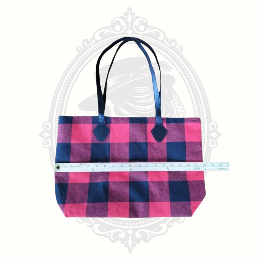 Yankee Candle Buffalo Plaid Tote Bag Red Black Flannel Style Lined