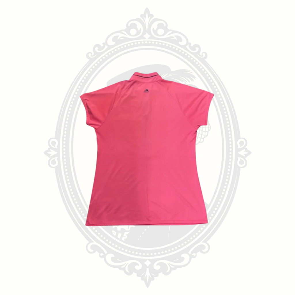 Adidas Golf pink athletic polo shirt womens medium back view