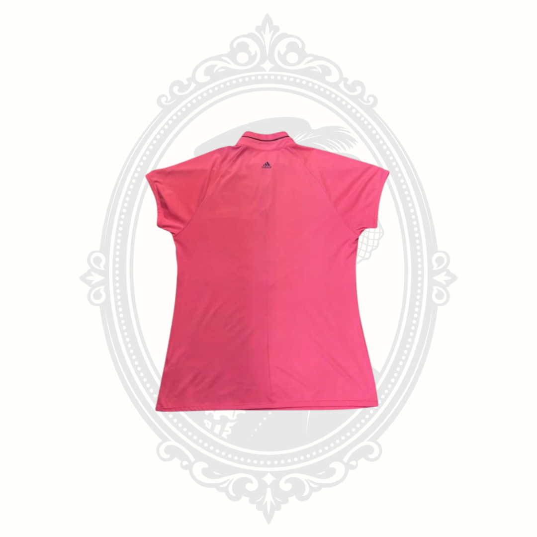 Adidas Golf pink athletic polo shirt womens medium back view