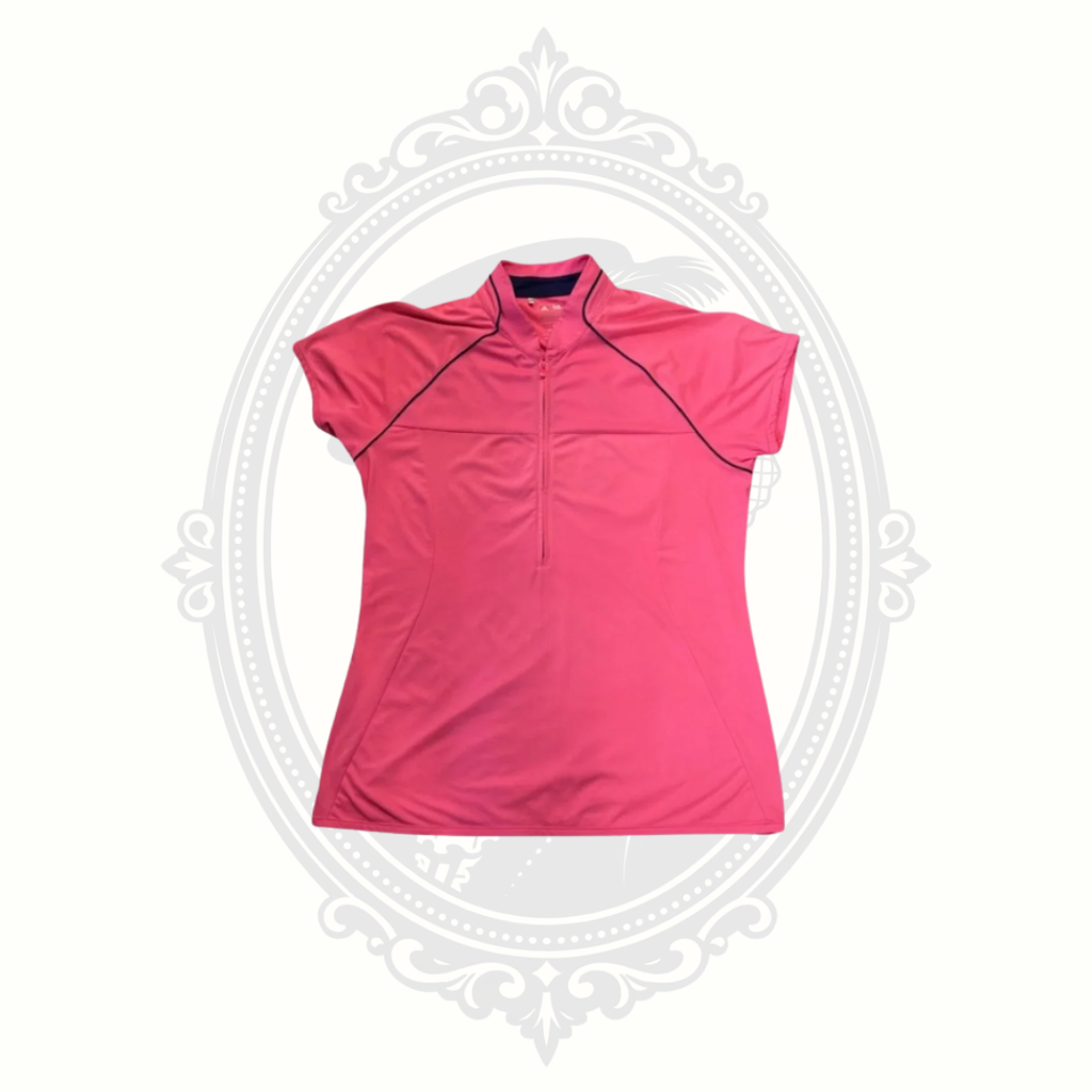 Adidas Golf Puremotion pink quarter zip polo womens medium front view