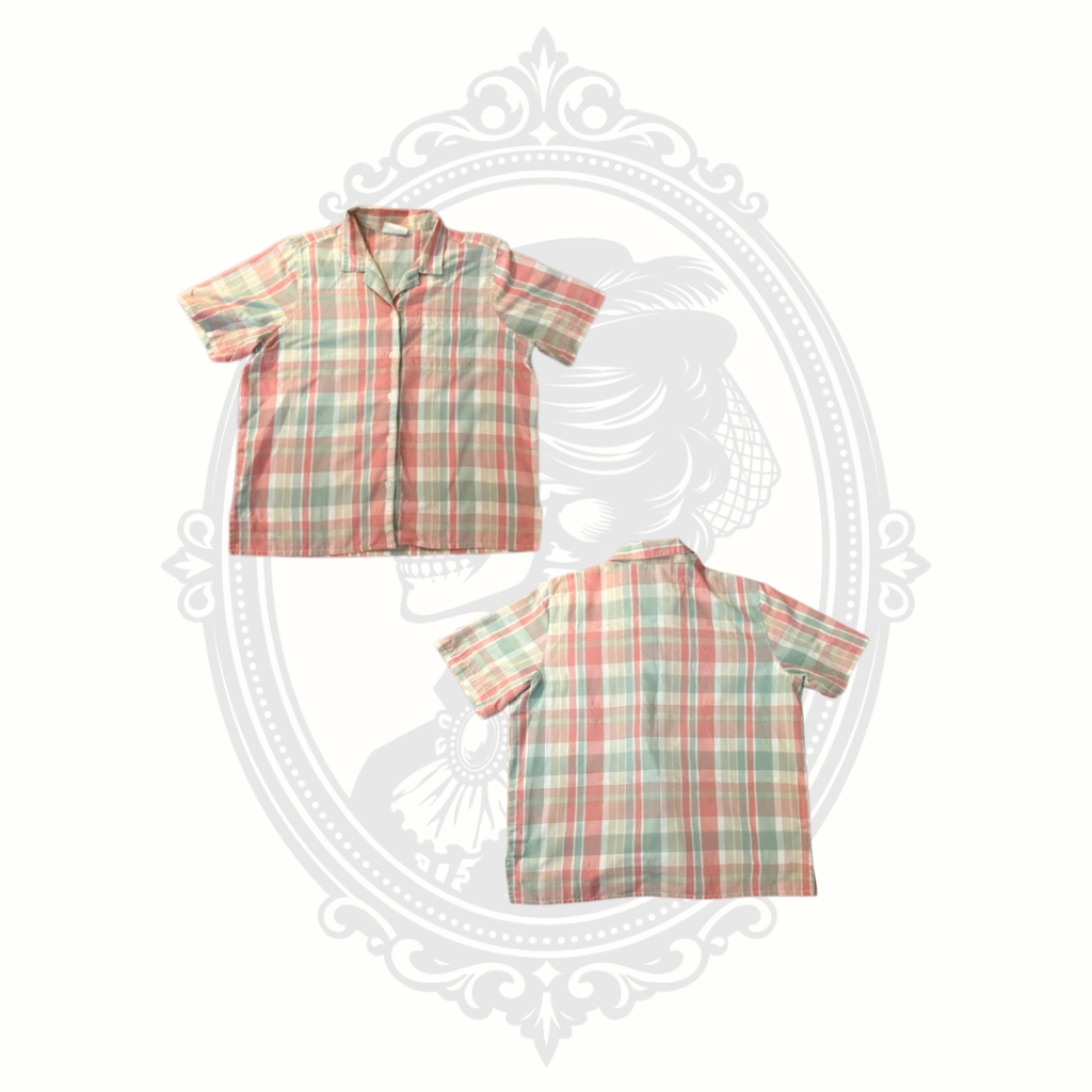 Alfred Dunner Petite Pastel Plaid Button Front Shirt Short Sleeve Women's Shirt