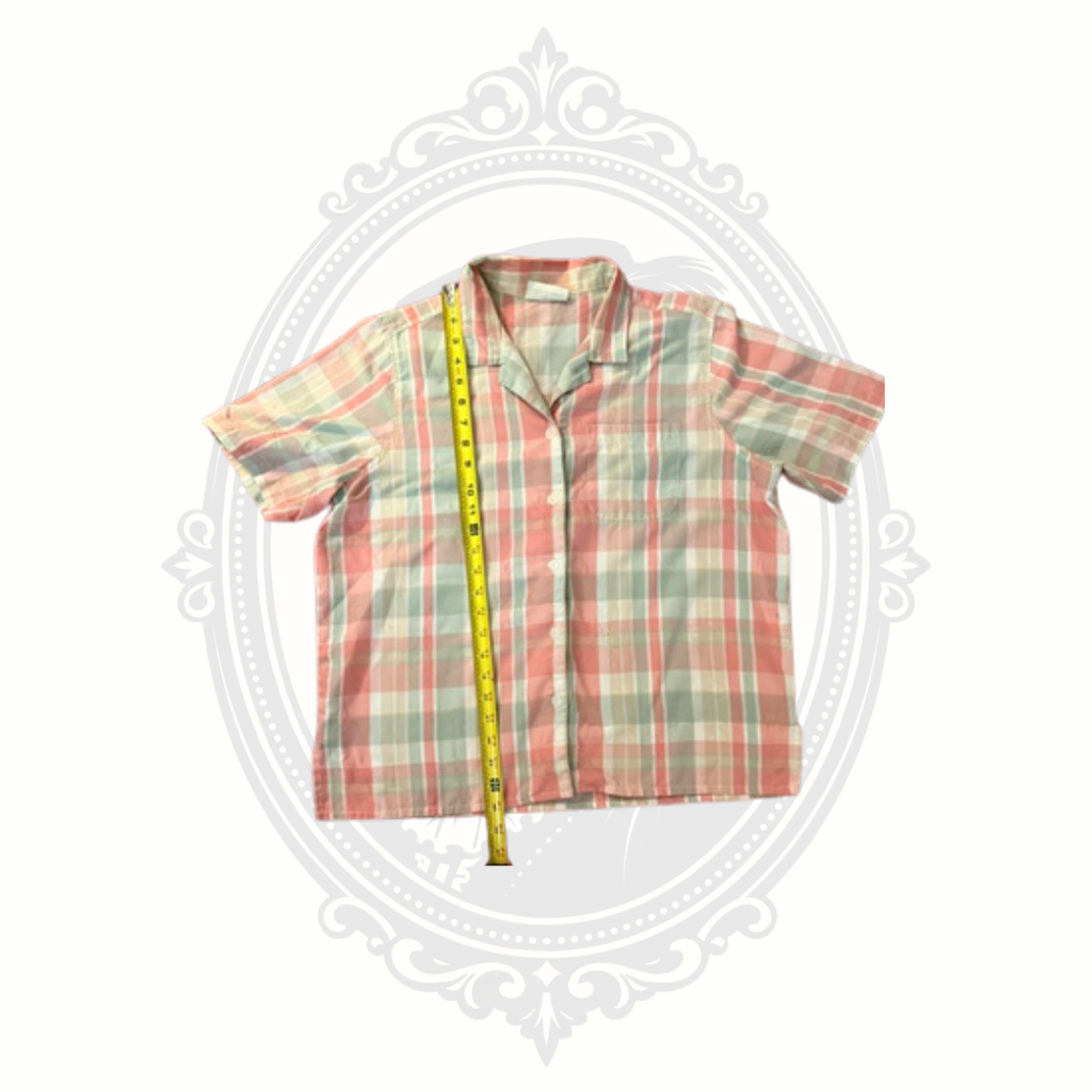 Alfred Dunner Petite Pastel Plaid Button Front Shirt Short Sleeve Women's Shirt
