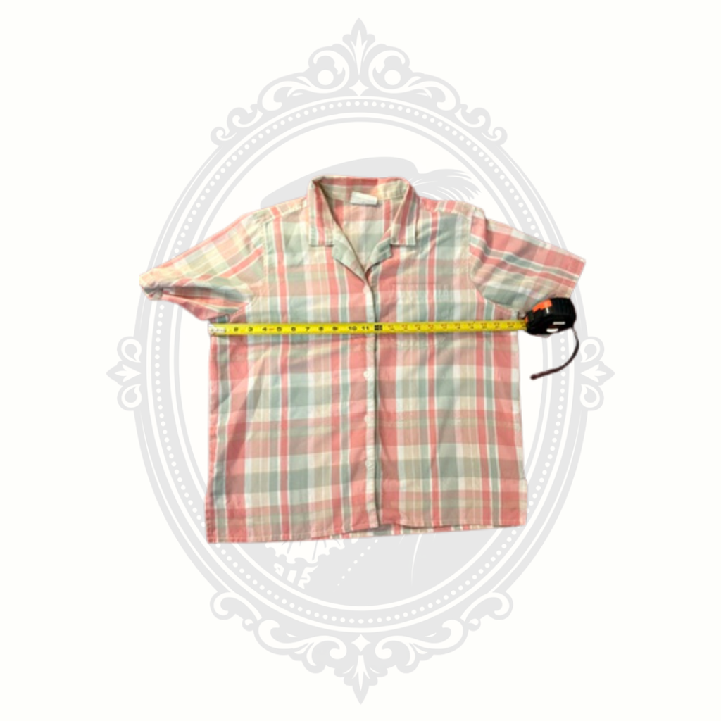 Alfred Dunner Petite Pastel Plaid Button Front Shirt Short Sleeve Women's Shirt