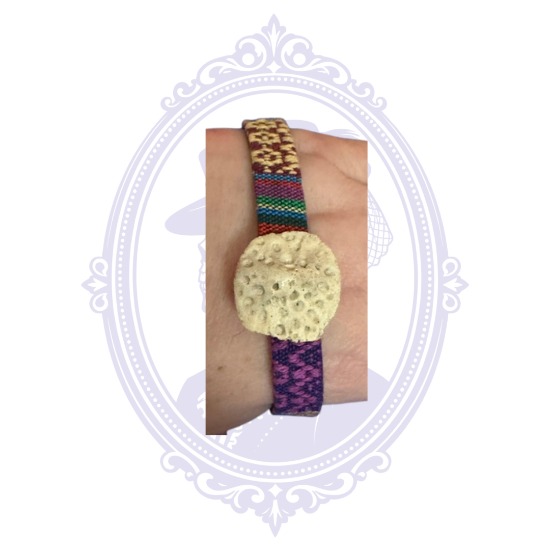 Genuine alligator scute bracelet shown on wrist