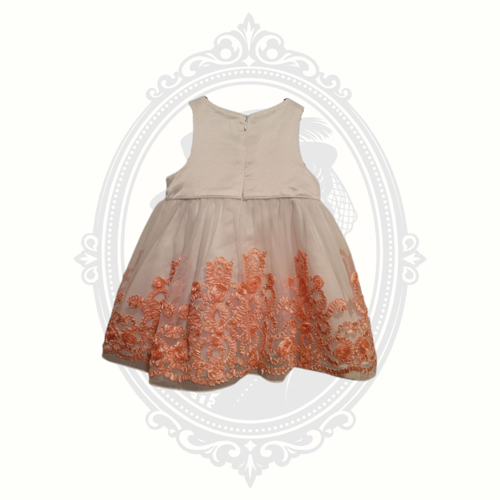 Back view toddler formal dress with zipper closure
