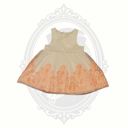 American Princess 24M Toddler Dress Ivory Peach Embroidered Tulle – Mrs. Bones Curio Cupboard