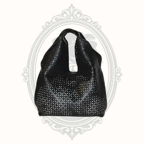 Ampere Ana Black Laser Cut Vegan Leather Hobo Bag with Crossbody Pouch