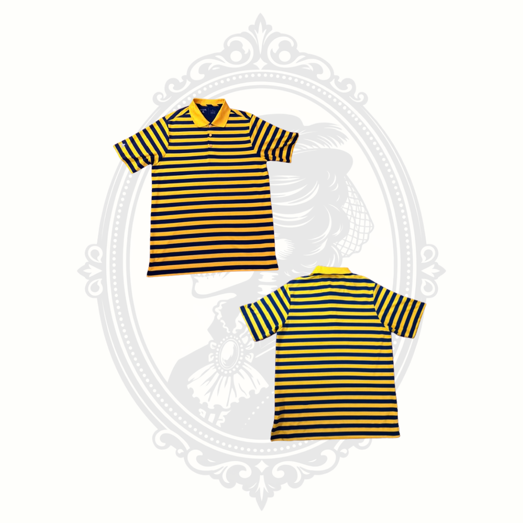Antigua Men's Orange & Navy Striped Performance Golf Polo Shirt Size Large