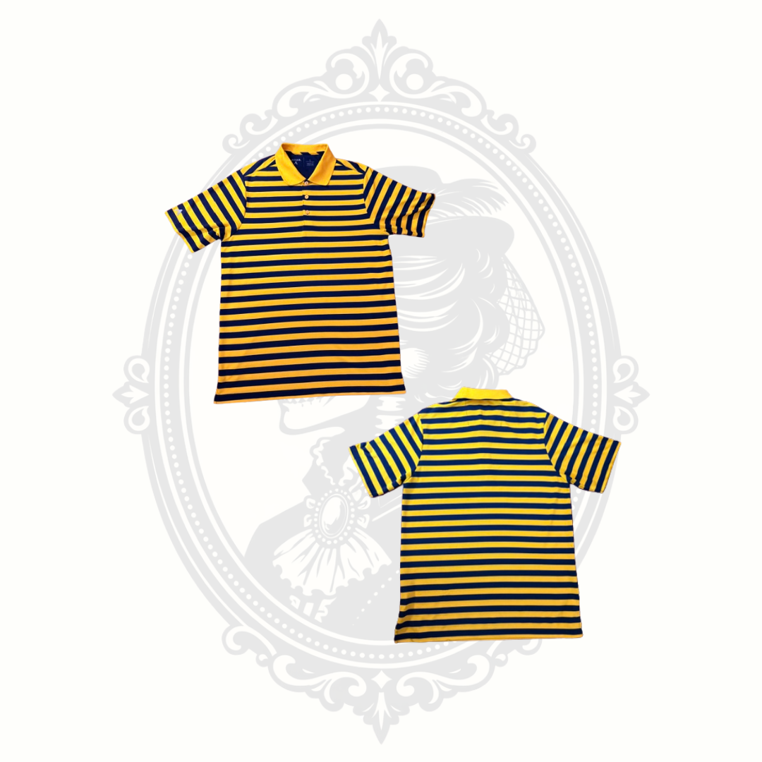 Antigua Men's Orange & Navy Striped Performance Golf Polo Shirt Size Large