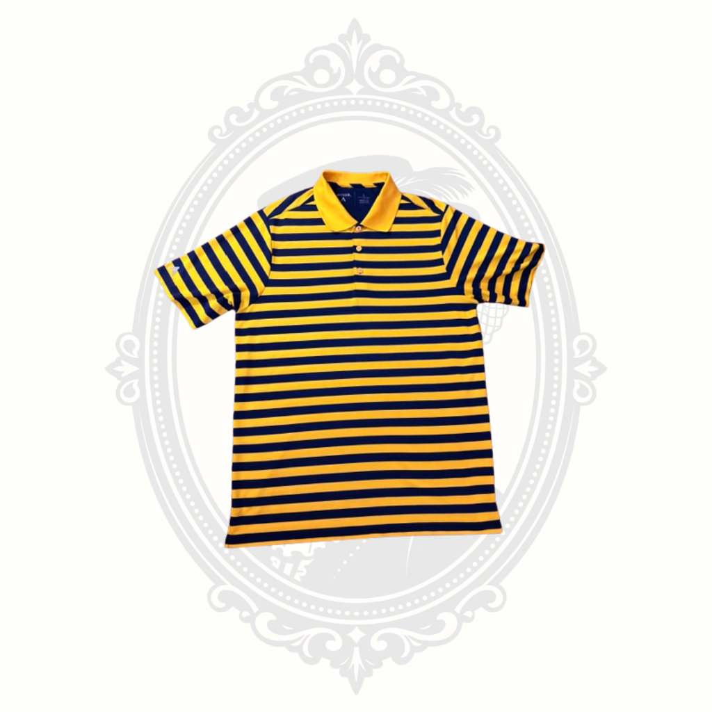 Antigua Men's Orange & Navy Striped Performance Golf Polo Shirt Size Large