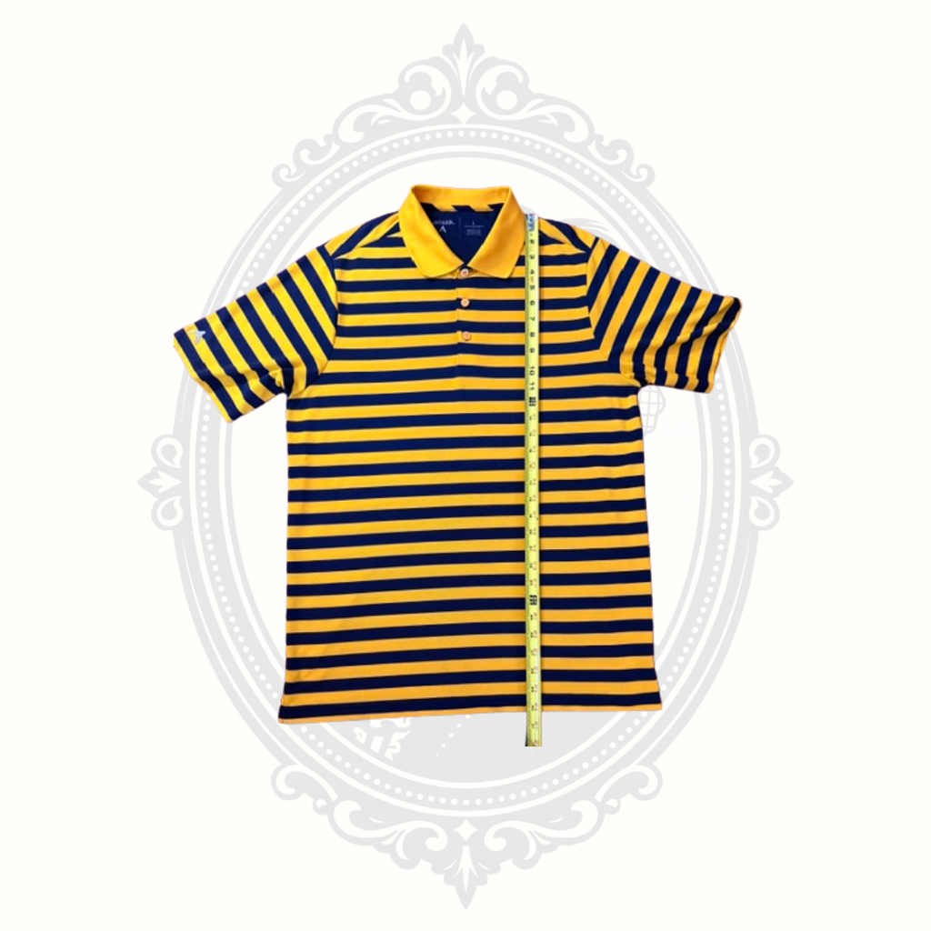 Antigua Men's Orange & Navy Striped Performance Golf Polo Shirt Size Large