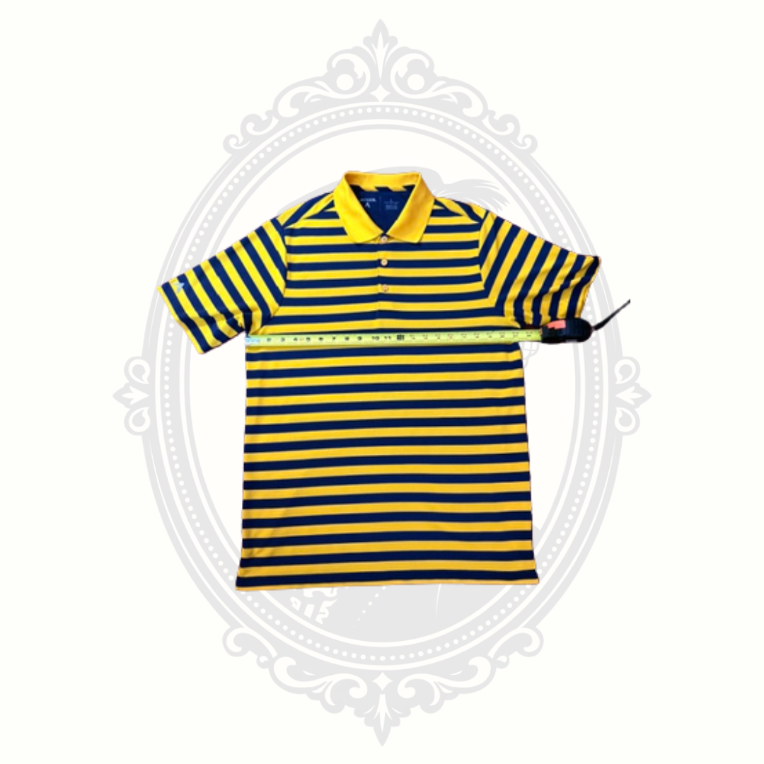 Antigua Men's Orange & Navy Striped Performance Golf Polo Shirt Size Large
