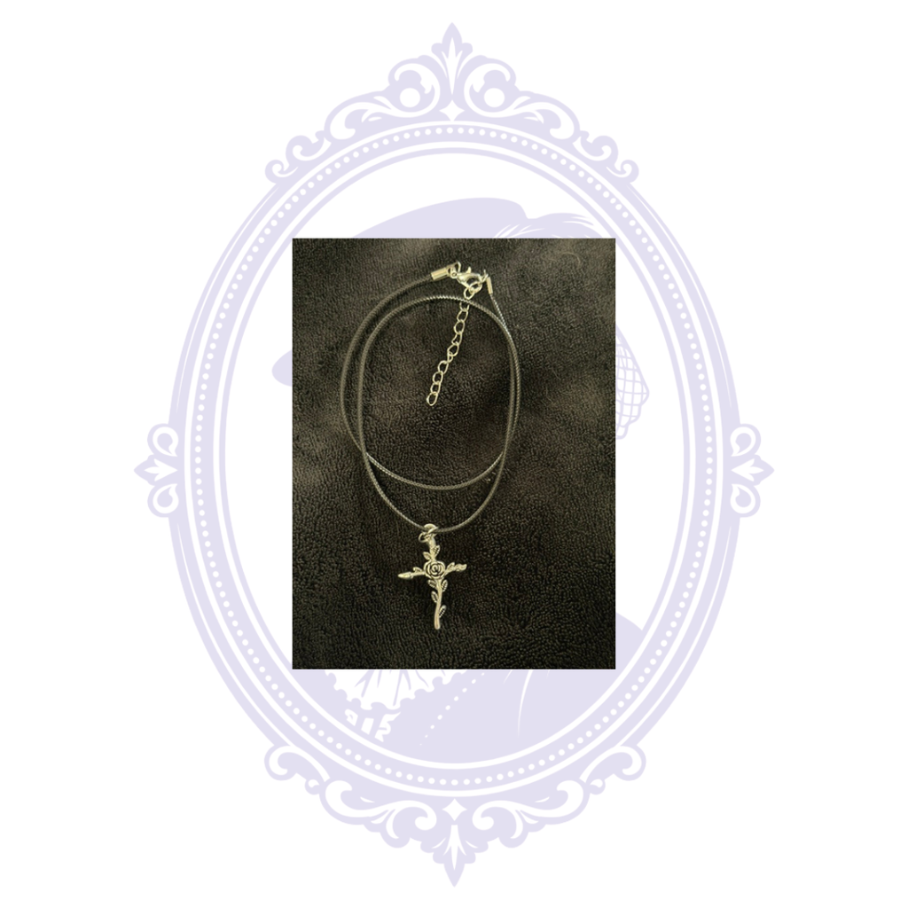 Cupboard Crafted Rose Cross Gothic Necklace – Silver Tone Finish Options