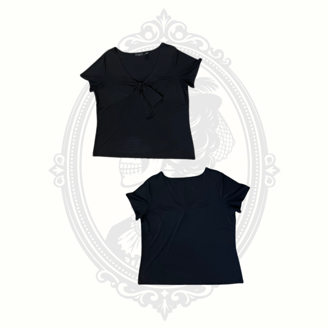Apostrophe Woman Women's Black Tie Front Stretch Knit Top Size 16/18W