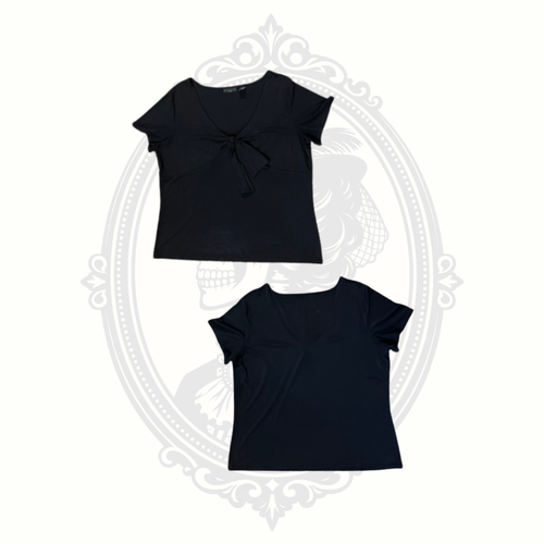 Apostrophe Woman Women's Black Tie Front Stretch Knit Top Size 16/18W