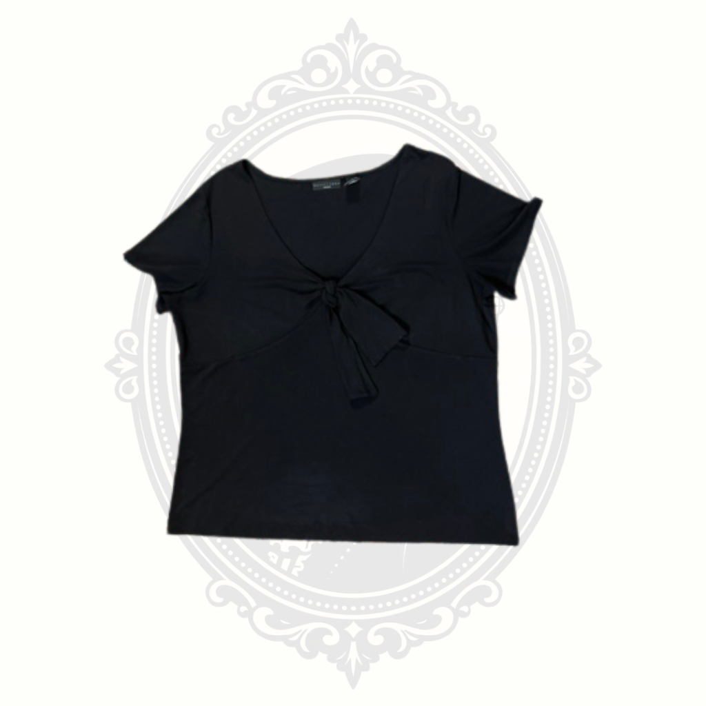 Apostrophe Woman Women's Black Tie Front Stretch Knit Top Size 16/18W