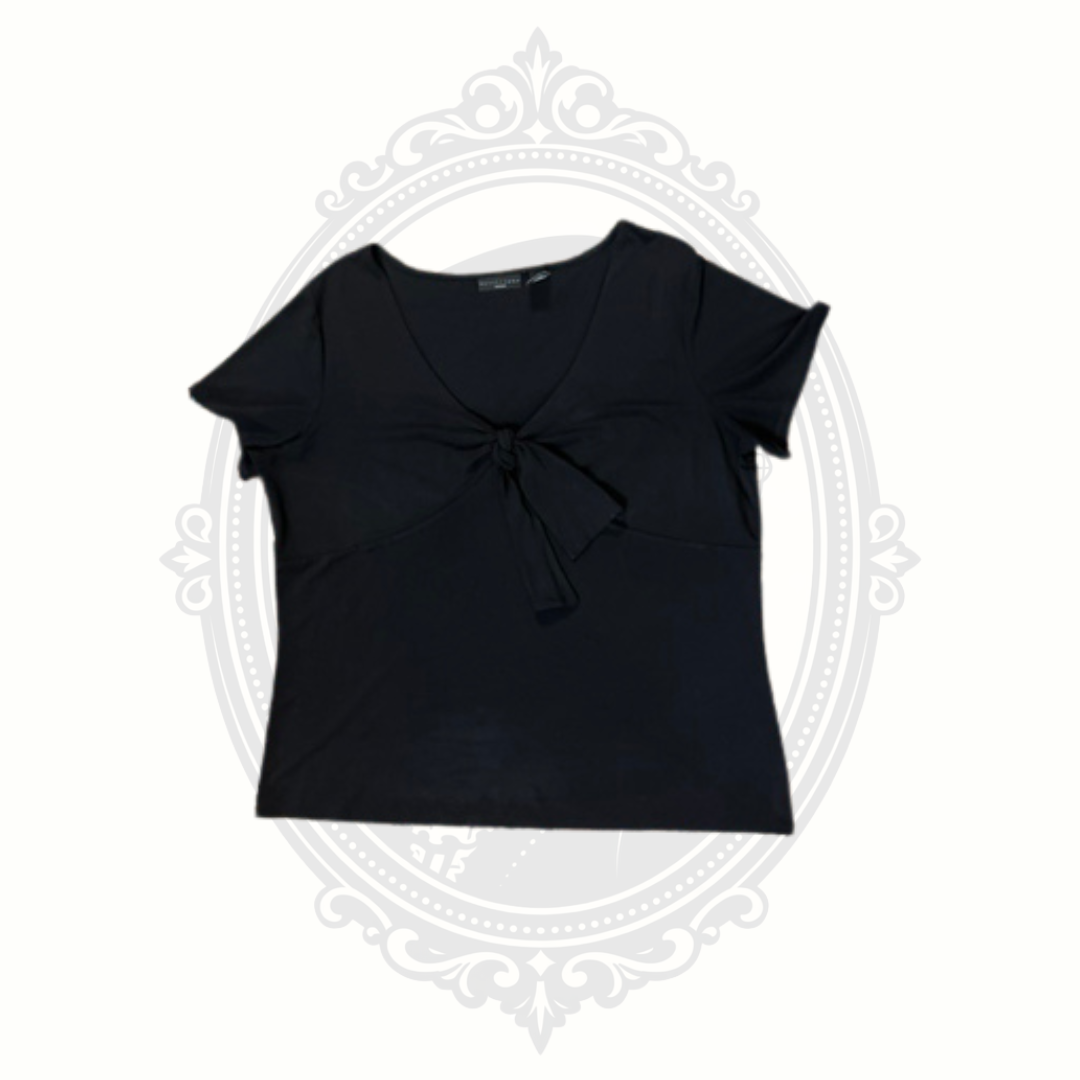 Apostrophe Woman Women's Black Tie Front Stretch Knit Top Size 16/18W