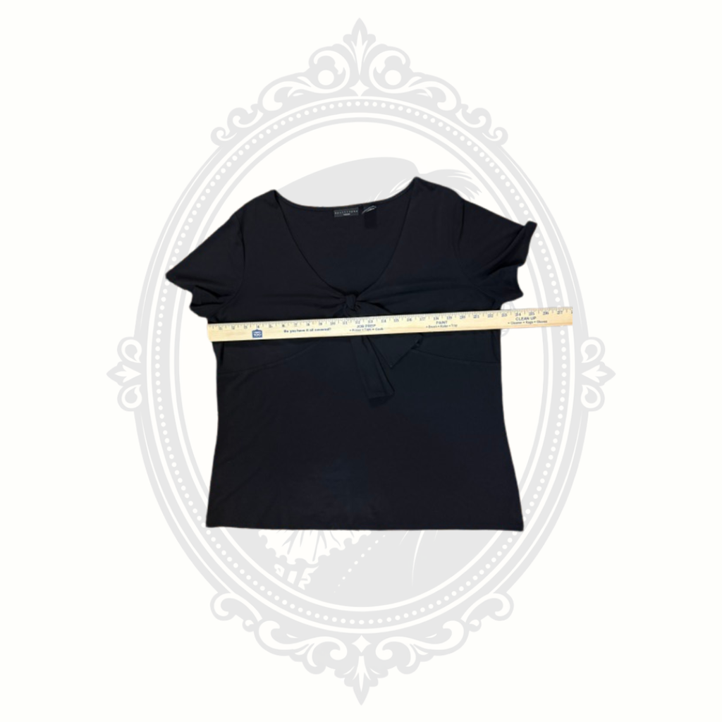 Apostrophe Woman Women's Black Tie Front Stretch Knit Top Size 16/18W