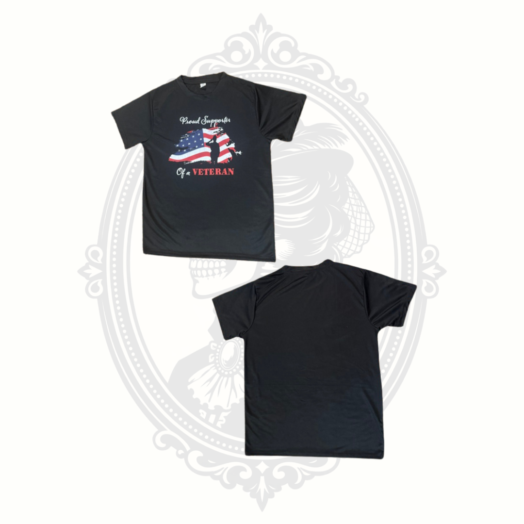 Armored Sportswear Proud Supporter of a Veteran Tee Men's Large Black Patriotic Shirt
