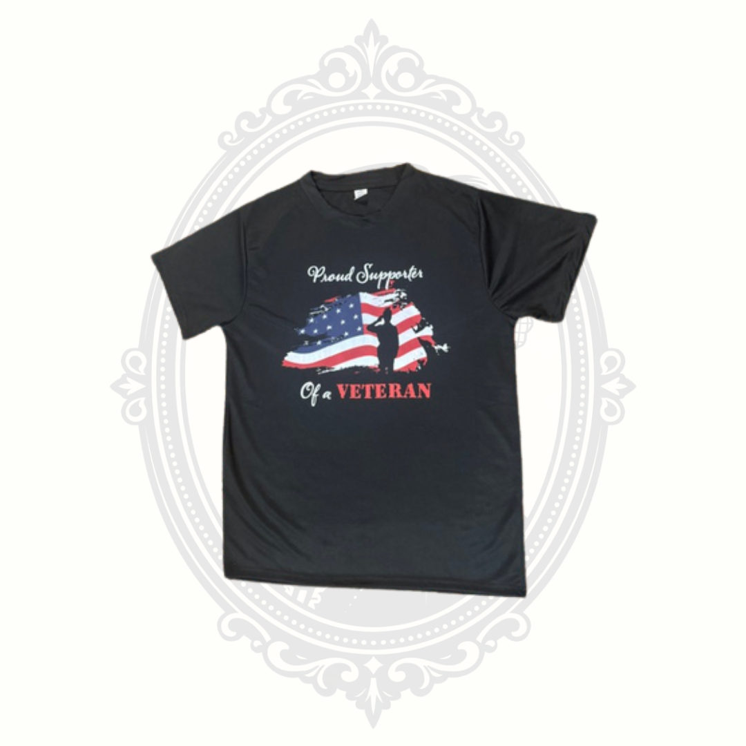 Armored Sportswear Proud Supporter of a Veteran Tee Men's Large Black Patriotic Shirt