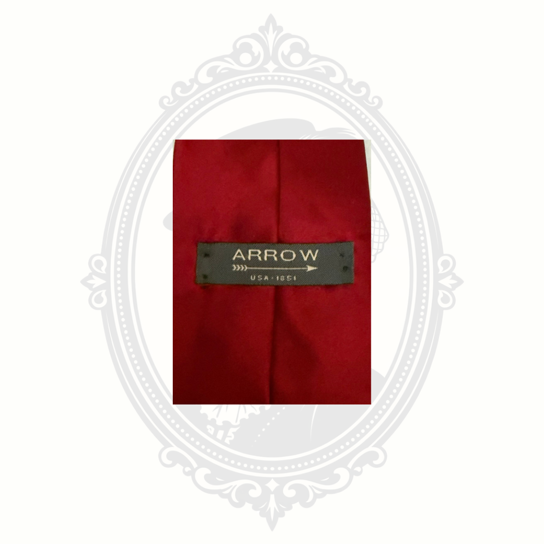 Arrow USA 1851 100% Silk Burgundy Wine Red Men's Necktie Made in USA