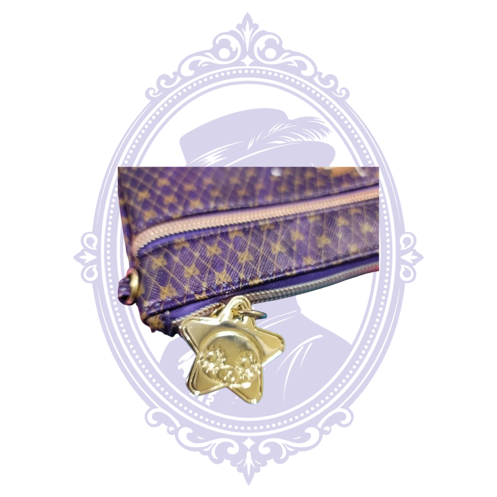 Purple Paris illustration on front of Asteria clutch