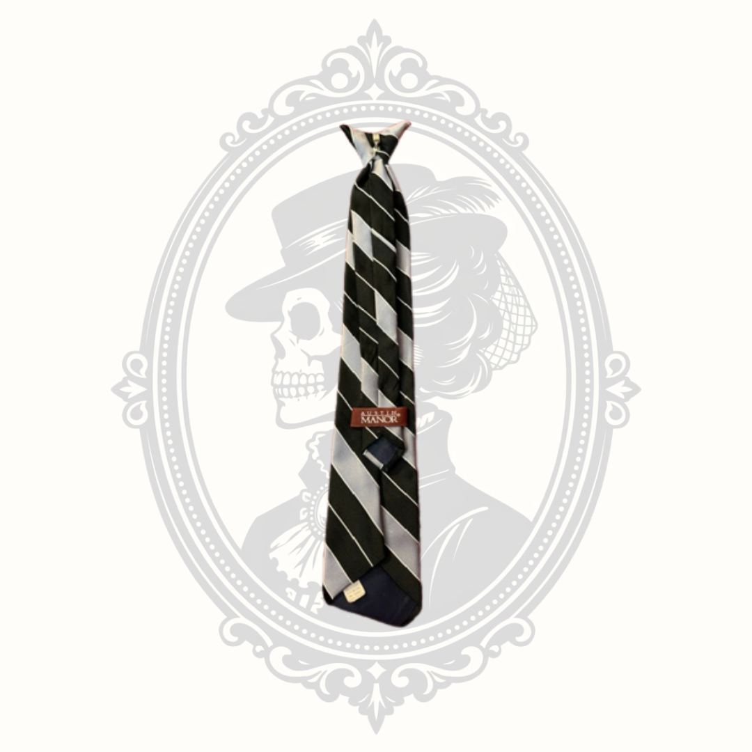 Austin Manor Black Gray Striped Silk Blend Necktie Made in USA