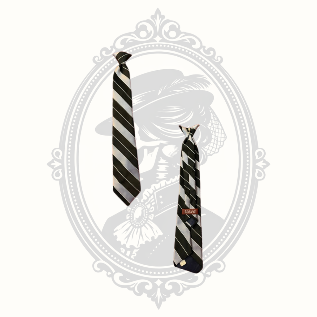 Austin Manor Black Gray Striped Silk Blend Necktie Made in USA