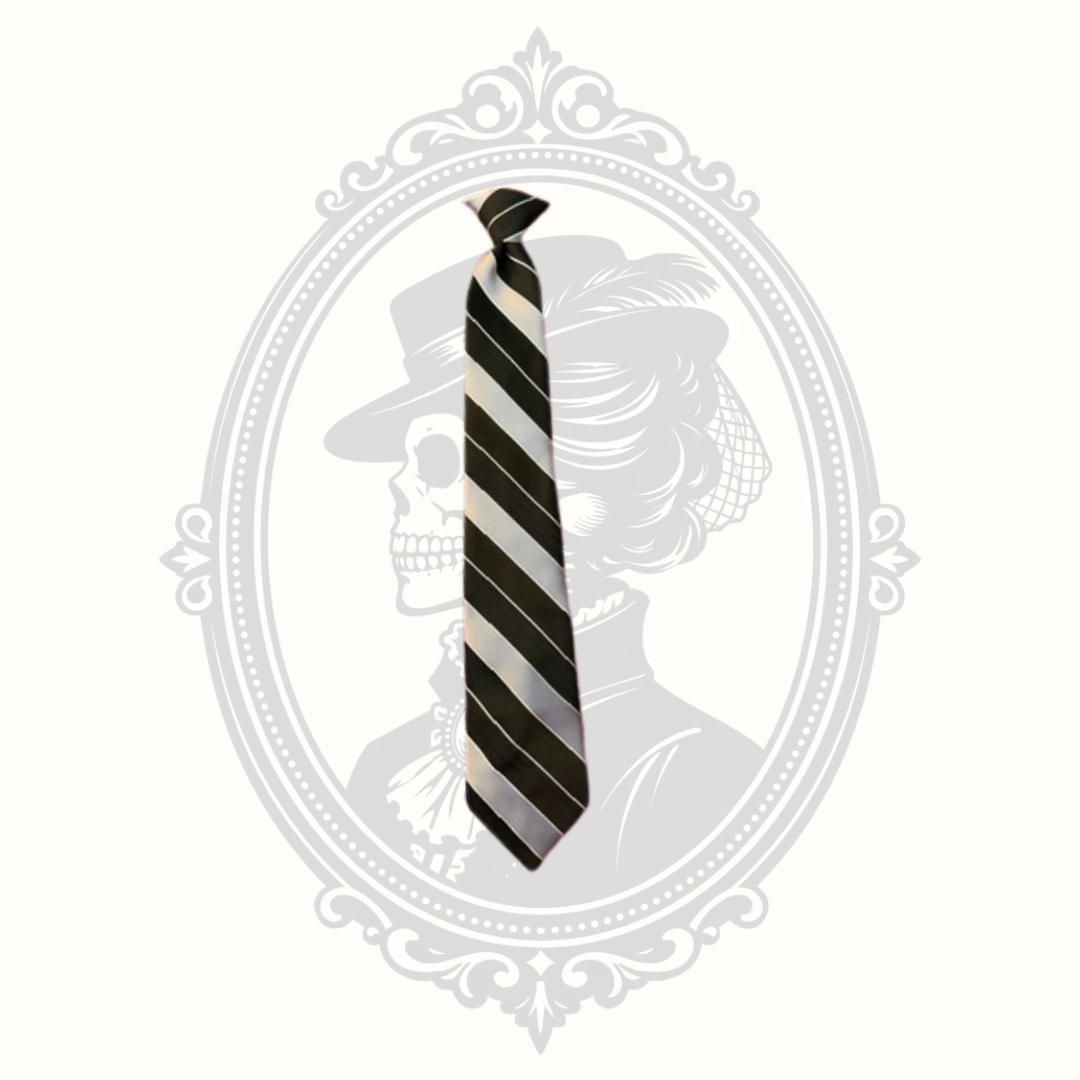 Austin Manor Black Gray Striped Silk Blend Necktie Made in USA