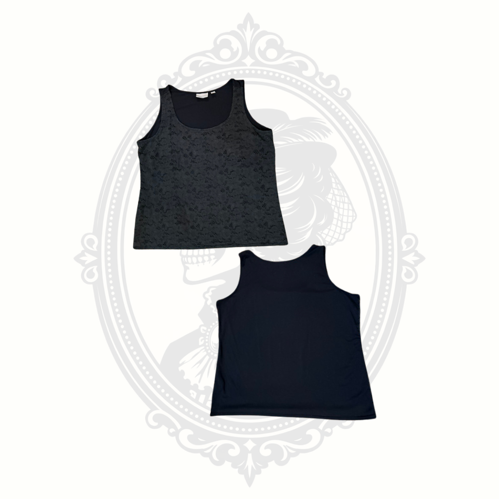 Avenue Women's 18/20 Black Floral Lace Tank Top Sleeveless Layering Shell