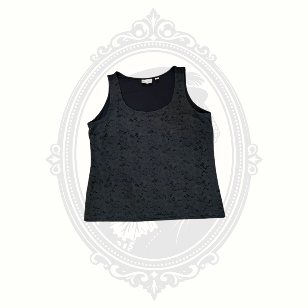 Avenue Women's 18/20 Black Floral Lace Tank Top Sleeveless Layering Shell