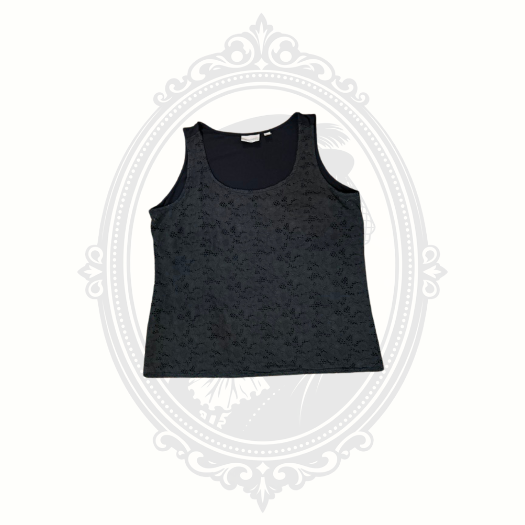 Avenue Women's 18/20 Black Floral Lace Tank Top Sleeveless Layering Shell