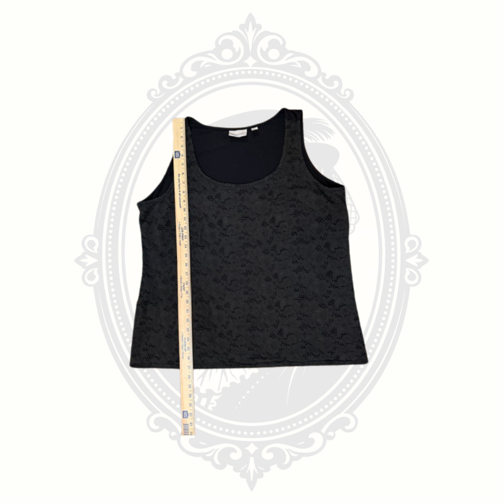 Avenue Women's 18/20 Black Floral Lace Tank Top Sleeveless Layering Shell