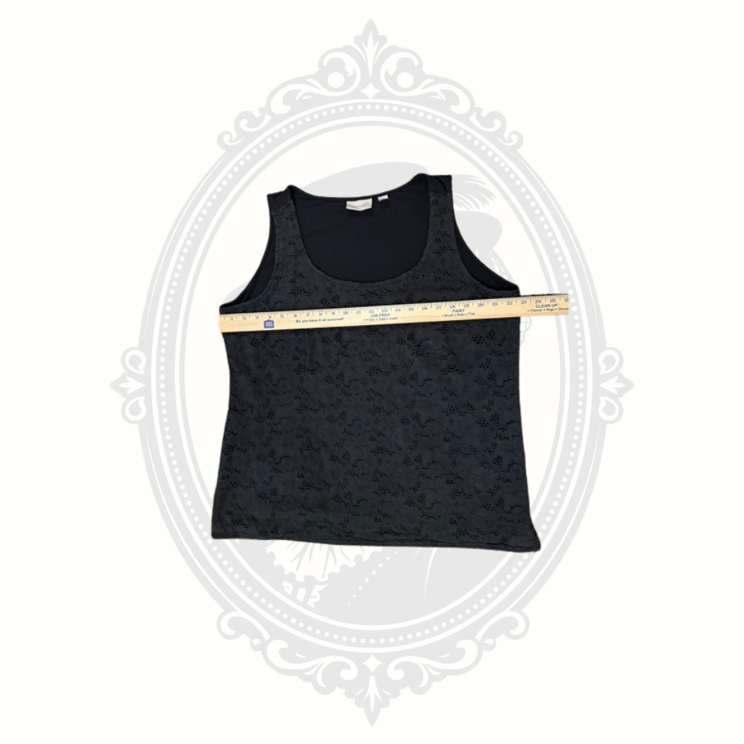 Avenue Women's 18/20 Black Floral Lace Tank Top Sleeveless Layering Shell
