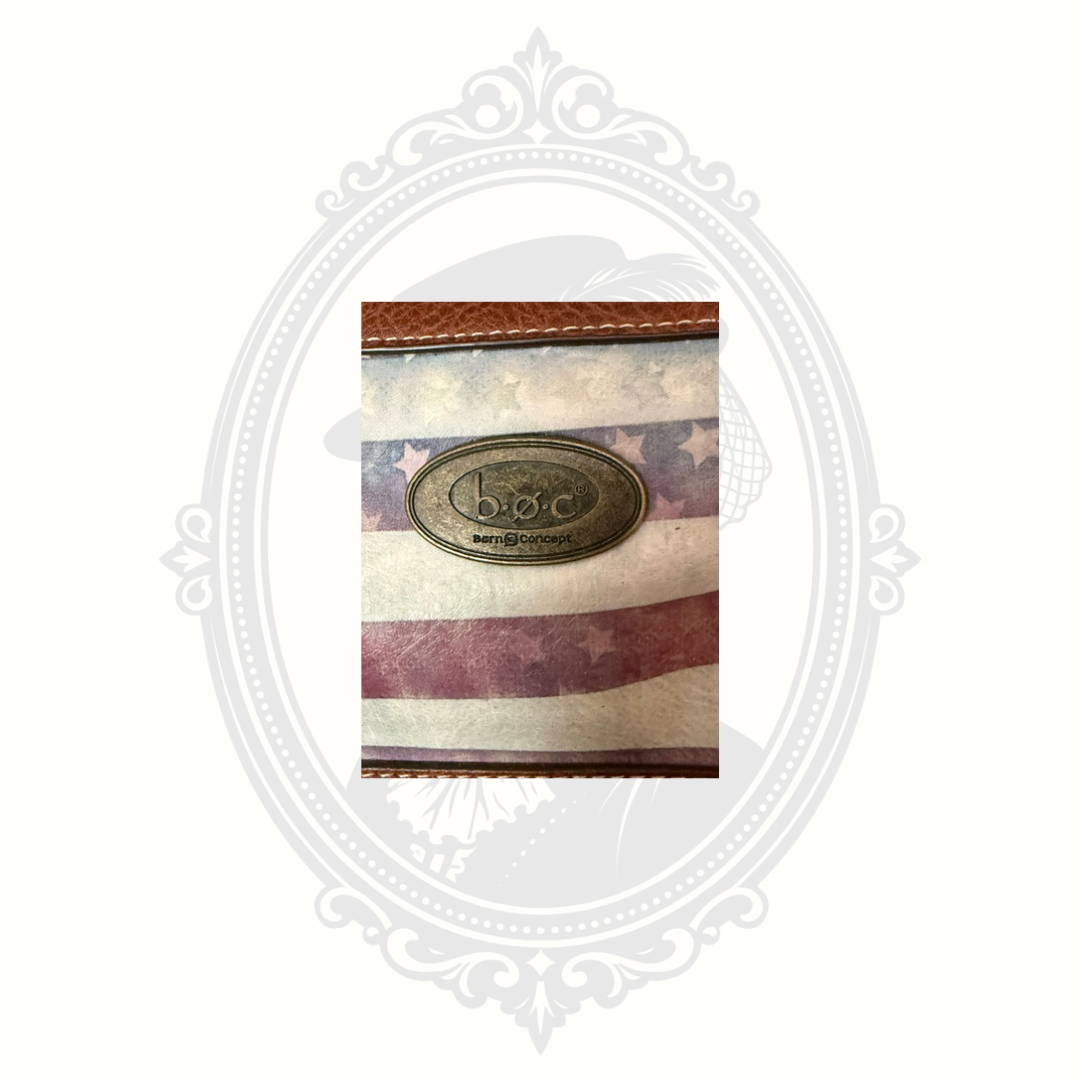 b.o.c. American Flag Crossbody Purse Distressed USA Print Brown Shoulder Bag