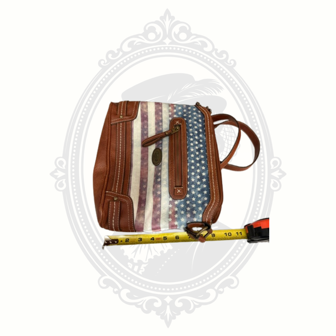 b.o.c. American Flag Crossbody Purse Distressed USA Print Brown Shoulder Bag