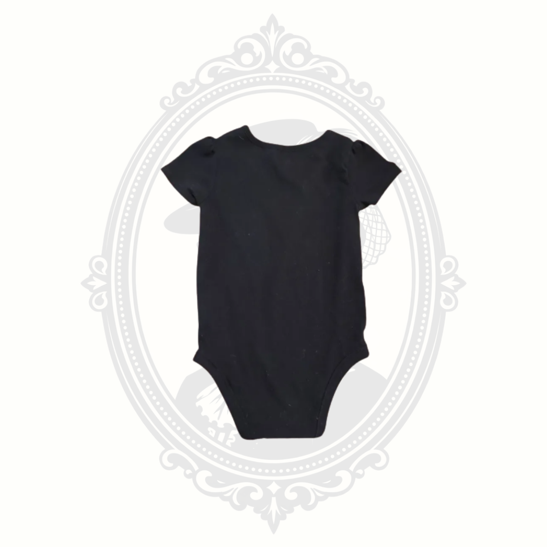 back view of black baby onesie 24 months short sleeve bodysuit